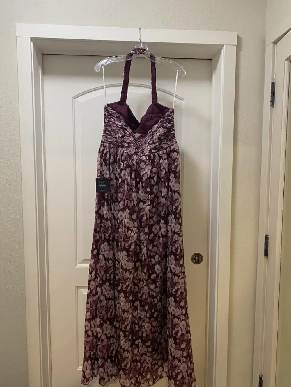 Lulu's Plum Floral Halter Maxi Dress - Picture 5 of 5
